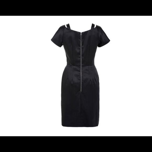 CREATURES of the WIND $1400 Demilo Fitted Satin Sheath Dress LBD Military Square - Picture 3 of 10